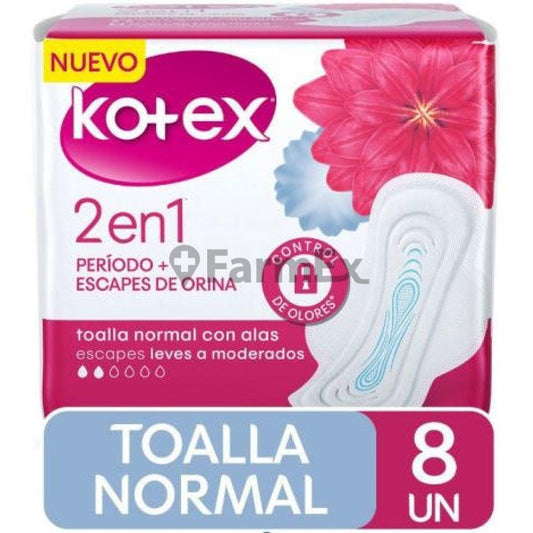 Kotex Toalla Femenina 2 en 1 x 8 unidades kotex