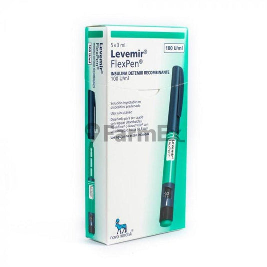 Levemir 100 U / ml Insulina Detemir Recombinante 3 ml x 5 Flexpen "Ley Cenabast" NOVONORDISK