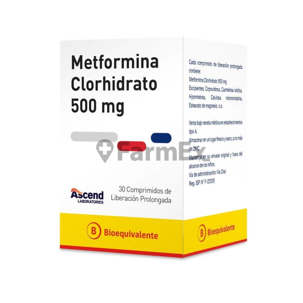 Metformina Liberación prolongada 500 mg x 30 Comp (Ascend) ASCEND