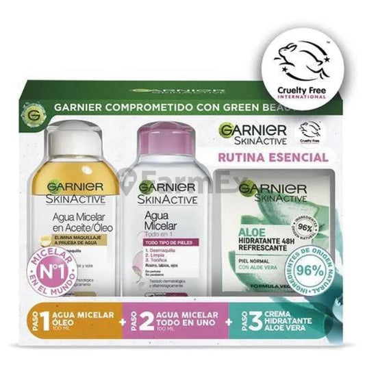 Pack Garnier "Rutina esencial" x 2 Agua micelar + Crema hidratante loreal