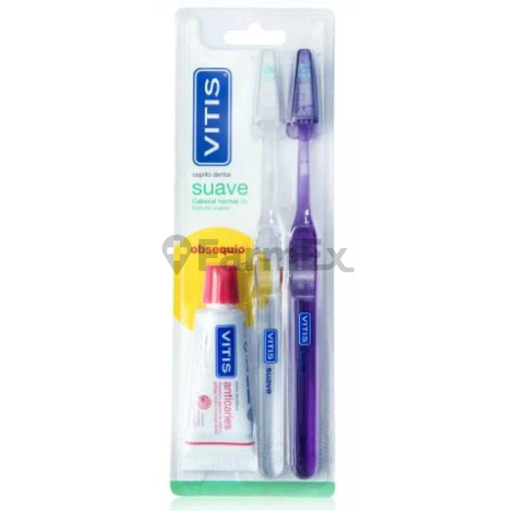 Pack Vitis 2 Cepillos Dentales Suave + Pasta Anticaries 15 mL VITIS