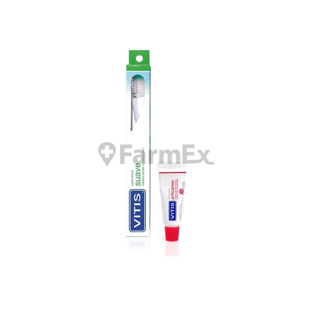 Pack Vitis Cepillo dental Suave + Pasta dental "anticaries" x 15 mL Dentaid