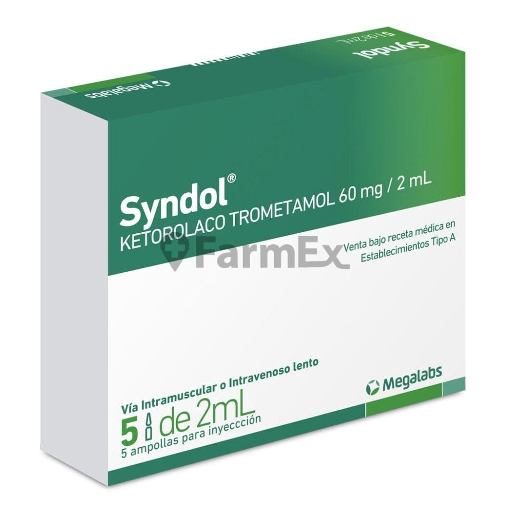 Syndol Solución Inyectable 60 mg / 2 mL x 5 ampollas Megalabs