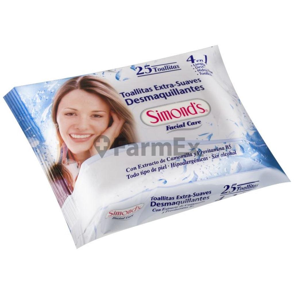 Toallitas Extra - Suaves Desmaquillantes Facial Care 4 en 1 x 25 unidades Simond's