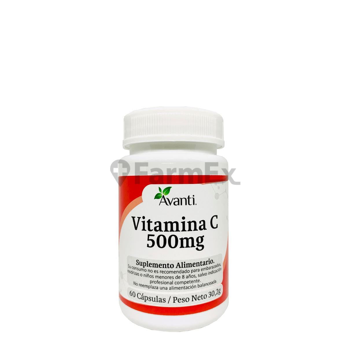 Vitamina C 500 mg x 60 cápsulas Avanti