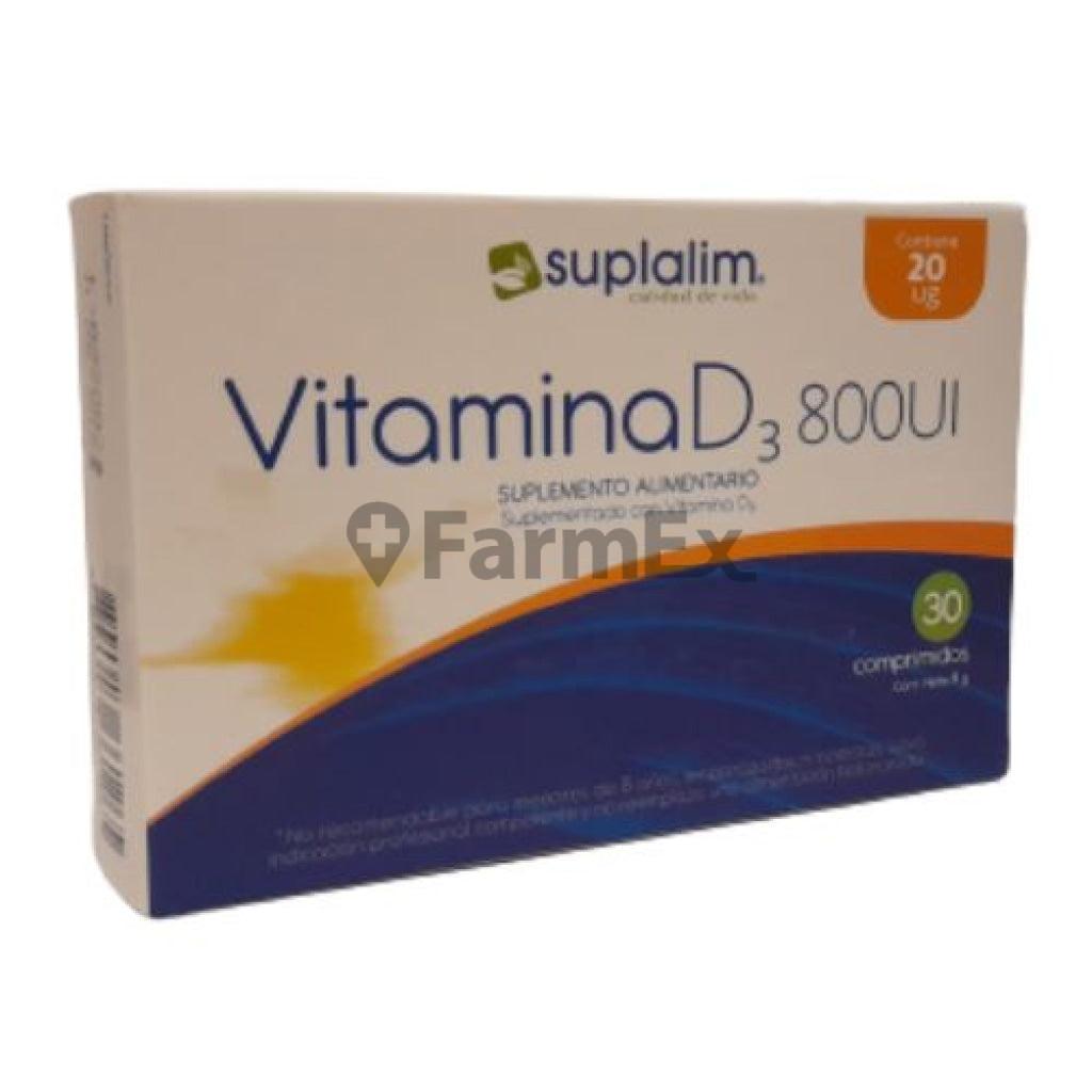 Vitamina D3 800 UI x 30 comprimidos Suplalim