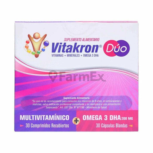 Vitrakron Duo "Multivitaminico + Omega 3" x 30 comprimidos Recubiertos SANITAS