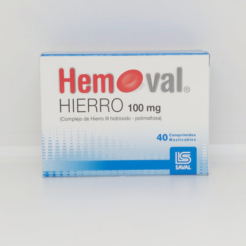 Hemoval 100 mg x 40 comprimidos masticables "Ley Cenabast"