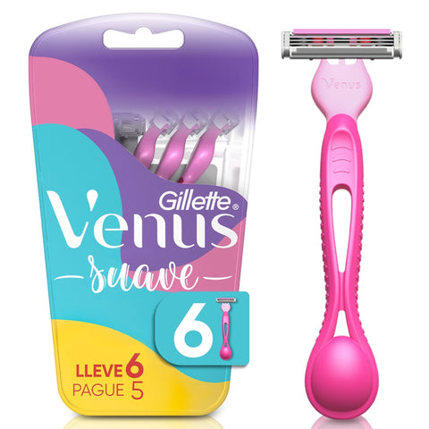 Gillette afeitadora desechable Venus Suave 3 hojas mujer x 6 unidades