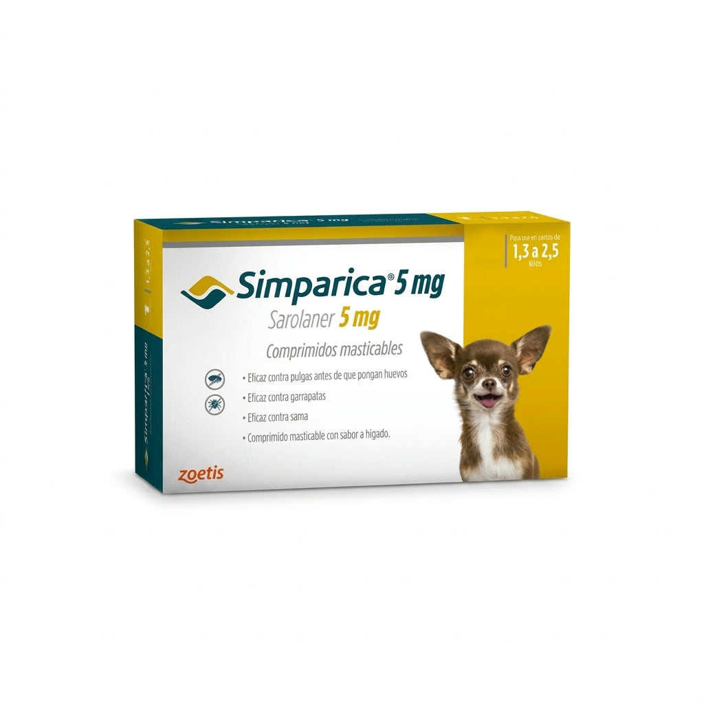 Simparica 5 mg (1.3 a 2.5 kg) x 1 comprimido