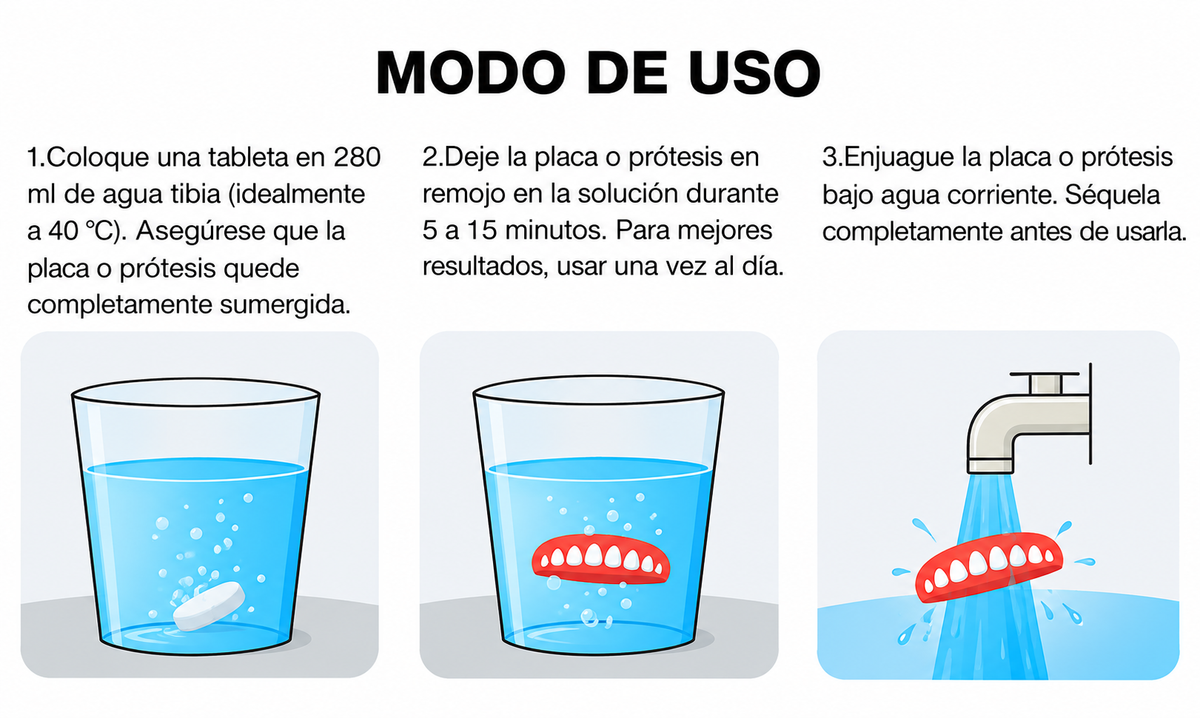 Tabletas limpiadoras para placas y aparatos dentales x 30 unidades