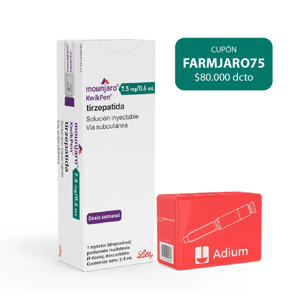 Mounjaro Tirzepatida 7.5mg/0.6ml Inyectable 1 Dispositivo + agujas