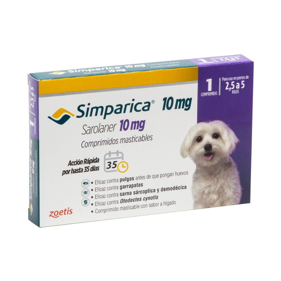 Simparica 10 mg (2.5 a 5 kg) x 1 comprimido