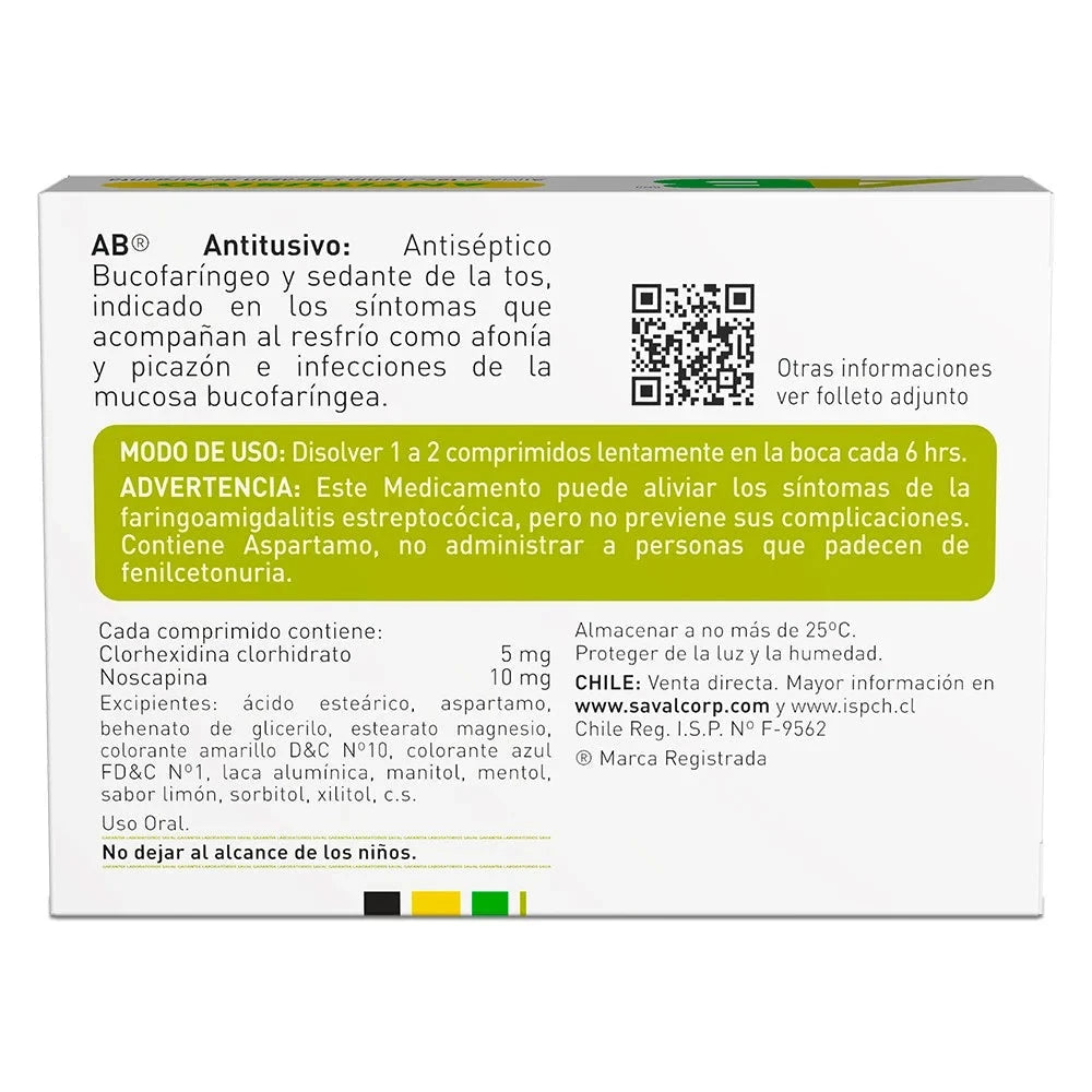 AB Antitusivo Menta fresca x 12 comprimidos Farmex-BanMedica-Persistente 