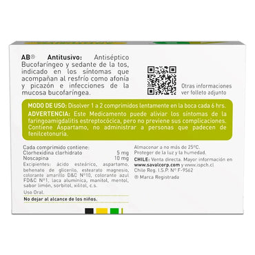 AB Antitusivo Menta fresca x 12 comprimidos Farmex-BanMedica-Persistente 