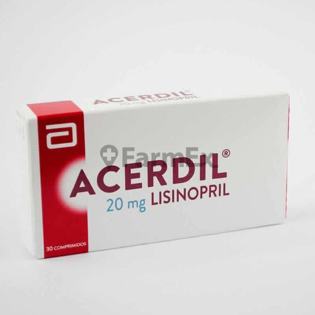 Acerdil Lisinopril 20 mg x 30 comprimidos Farmex-Fonasa-Persistente 