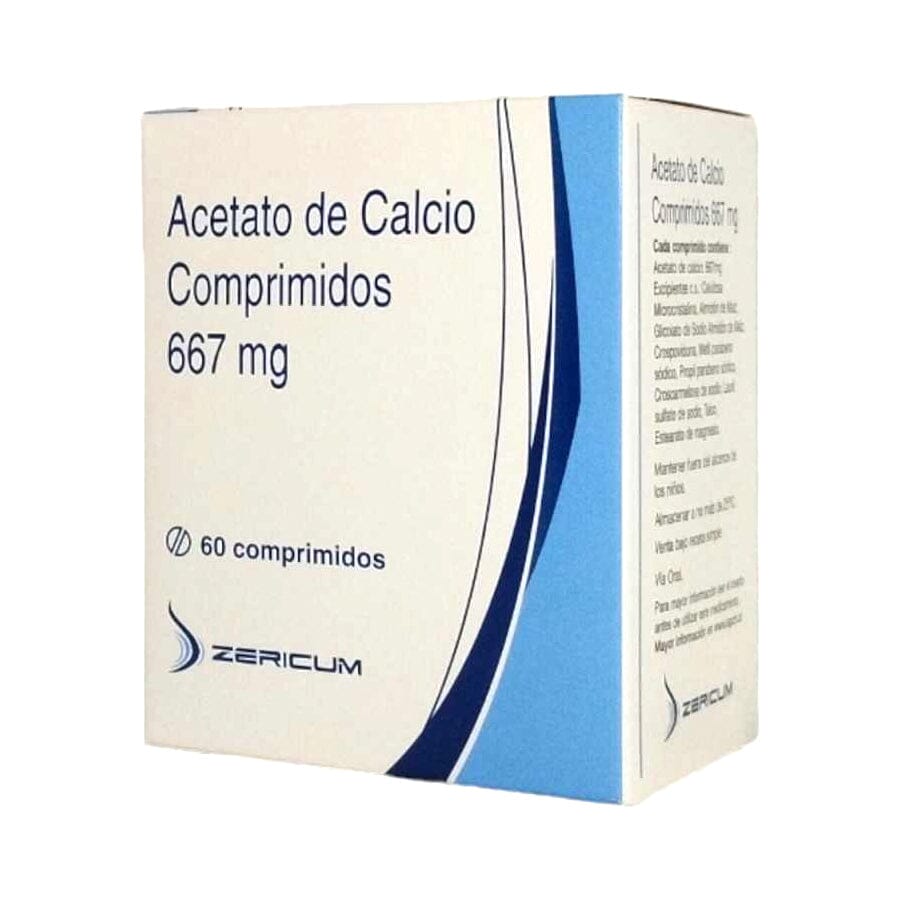 Acetato de Calcio 667 mg x 60 comprimidos "Ley Cenabast" Zericum 