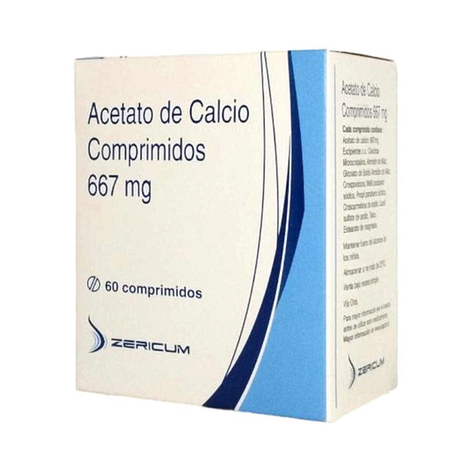 Acetato de Calcio 667 mg x 60 comprimidos "Ley Cenabast" Zericum 