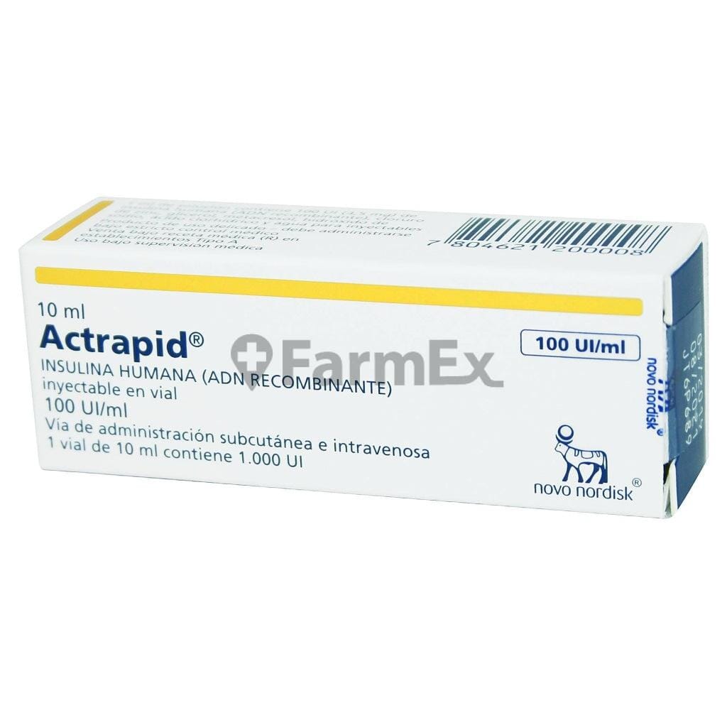 Actrapid Solución Inyectable 100 UI / mL x 10 mL Farmex-Pluxee-Persistente 