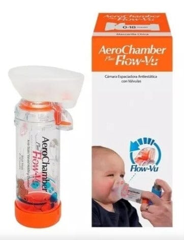 Aerocámara Aerochamber Plus Flow-Vu Pediátrica Naranja 0-18 meses ABBOTT-RECALCINE 
