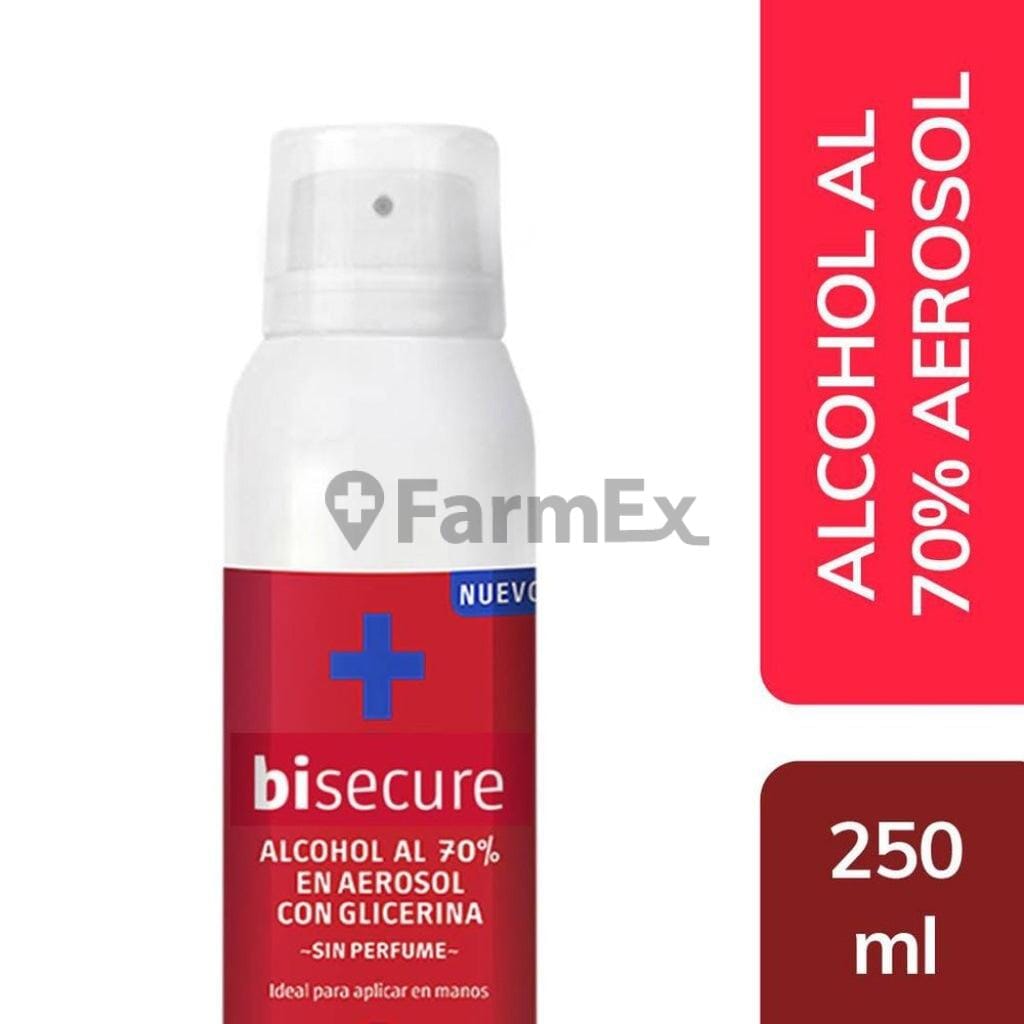 Alcohol Bisecure en Aerosol 70% x 250 mL Farmex-VidaTres-Persistente 