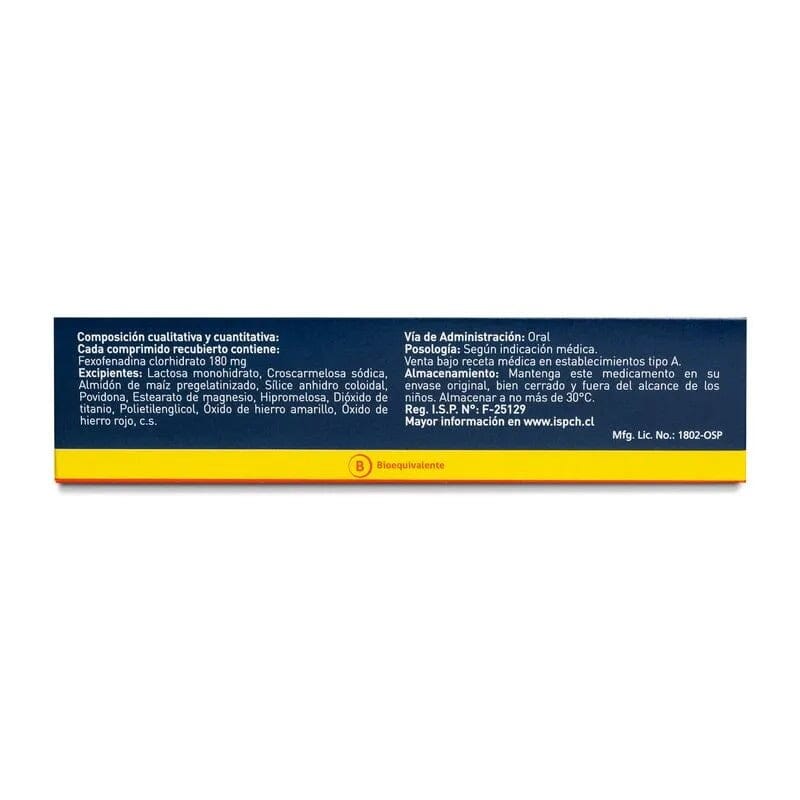 Alfexa - Fexofenadina 180 mg - 30 Comprimidos Recubiertos ASCEND 