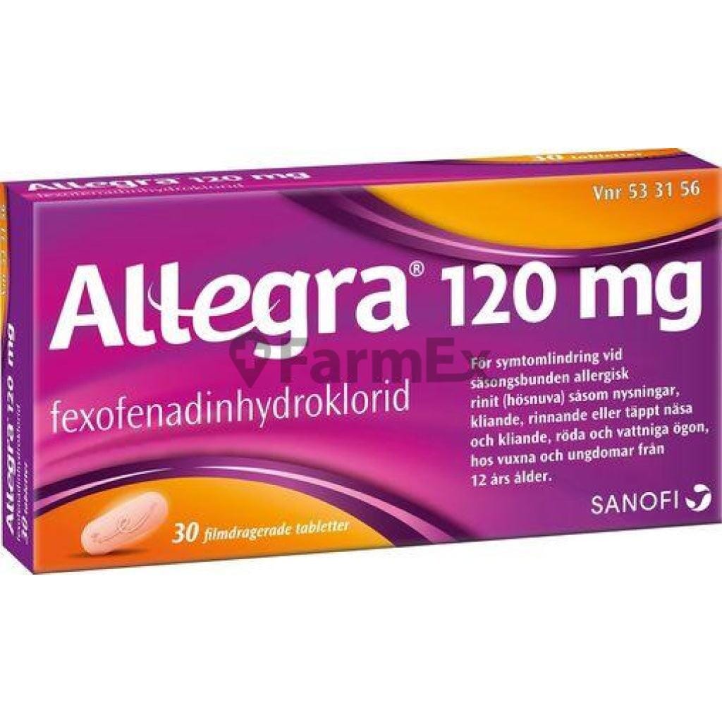 Allegra 120 mg x 30 comprimidos susc-1 de 4 meses Farmex-Suscripciones-Persistente 