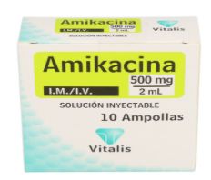 AMIKACINA 500MG/2ML 10 AMPOLLAS SOLUCION INYECTABLE Vitalis 