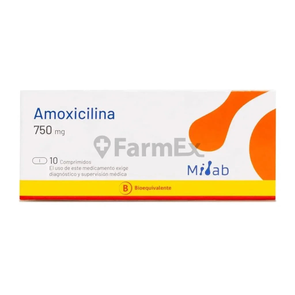 Amoxicilina 750 mg x 10 comprimidos Farmex-Consorcio-Persistente 