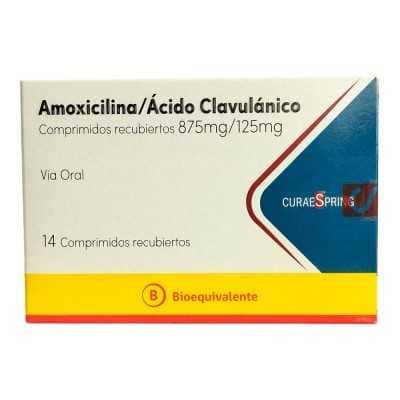 Amoxicilina + Ác. Clavulánico 875 mg / 125 mg x 14 comprimidos CuraeSpring 