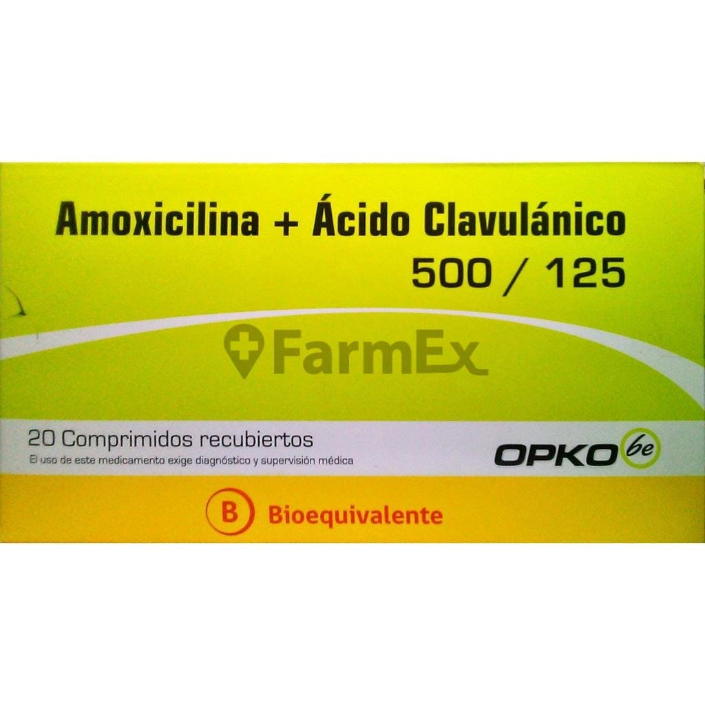 Amoxicilina + Ácido Clavulánico 500 mg / 125 mg x 20 comprimidos Farmex-MiaHealth-Persistente 