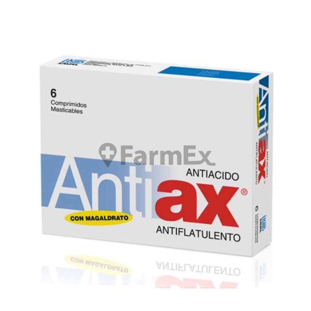 Antiax Antiácido 480 mg x 6 comprimidos masticables Farmex-VidaTres-Persistente 