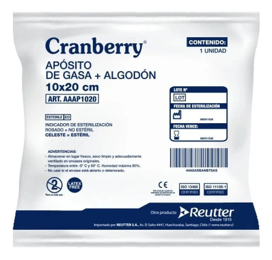 Aposito de gasa no tejida 10x20 cm Cranberry 1 unid REUTTER 