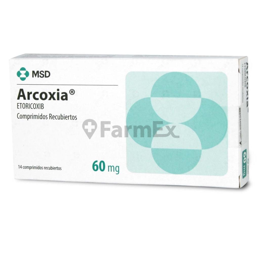 Arcoxia® 60 mg. x 14 Comprimidos Recubiertos (Vencimiento Octubre 2021) MSD CHILE 