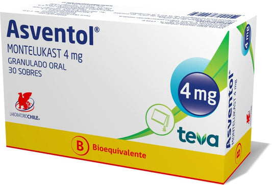 Asventol 4 mg Granulado oral x 30 Sobres Farmex-Chile Salud-Persistente 