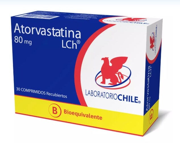 Atorvastatina 80 mg x 30 comprimidos recubierto LAB. CHILE 
