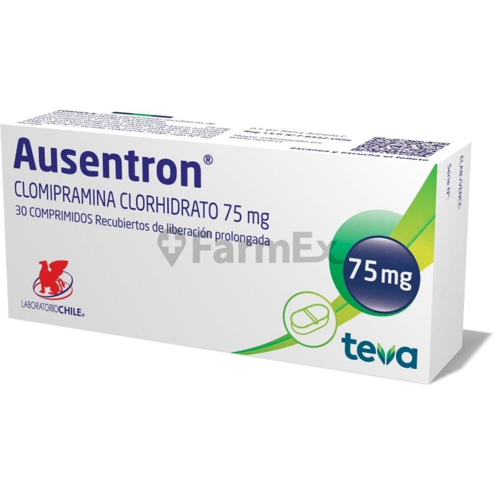 Ausentron 75 mg LP x 30 comprimidos. Farmex-Yapp-Programa-Boleta 
