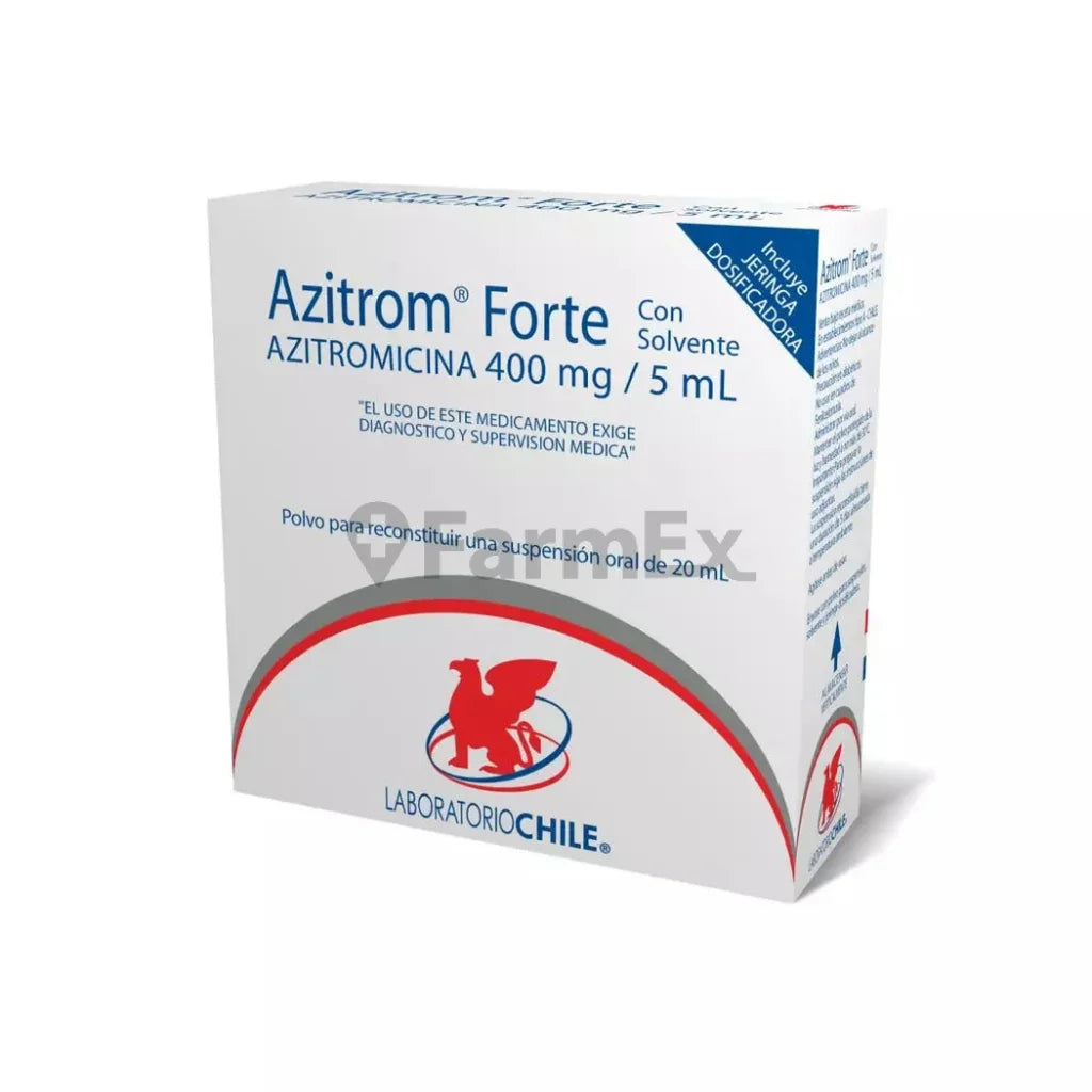 Azitrom Forte 400 mg / 5 mL Polvo para Suspensión Oral x 20 mL Farmex-Chile Salud-Persistente 