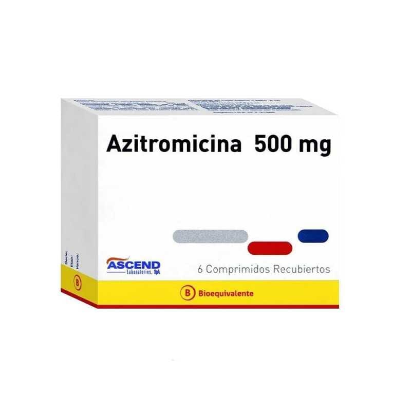Azitromicina 500 mg x 6 comprimidos "Ley Cenabast" (Ascend). Farmex-Fonasa 