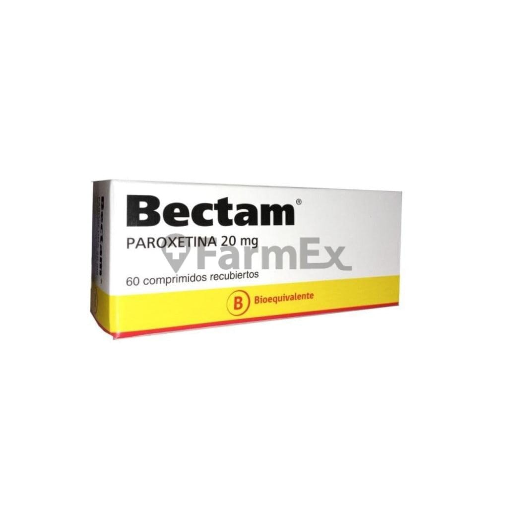 Bectam (PAROXETINA) 20 mg x 60 comp "Ley Cenabast" susc-1 de 6 meses Farmex-Suscripciones-Persistente 