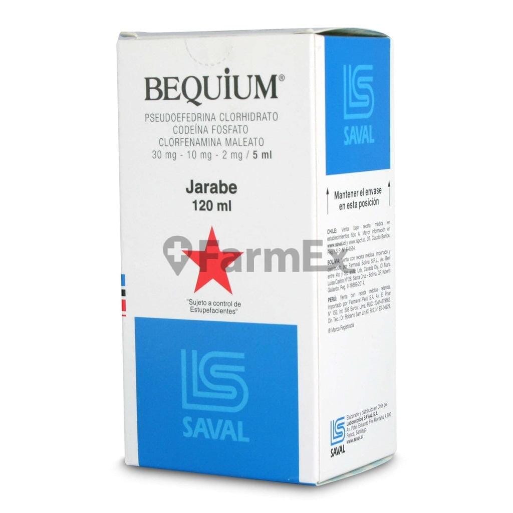 Bequium Jarabe 30 mg - 10 mg - 2 mg / 5 mL x 120 mL. Farmex-Yapp-Programa-Boleta 