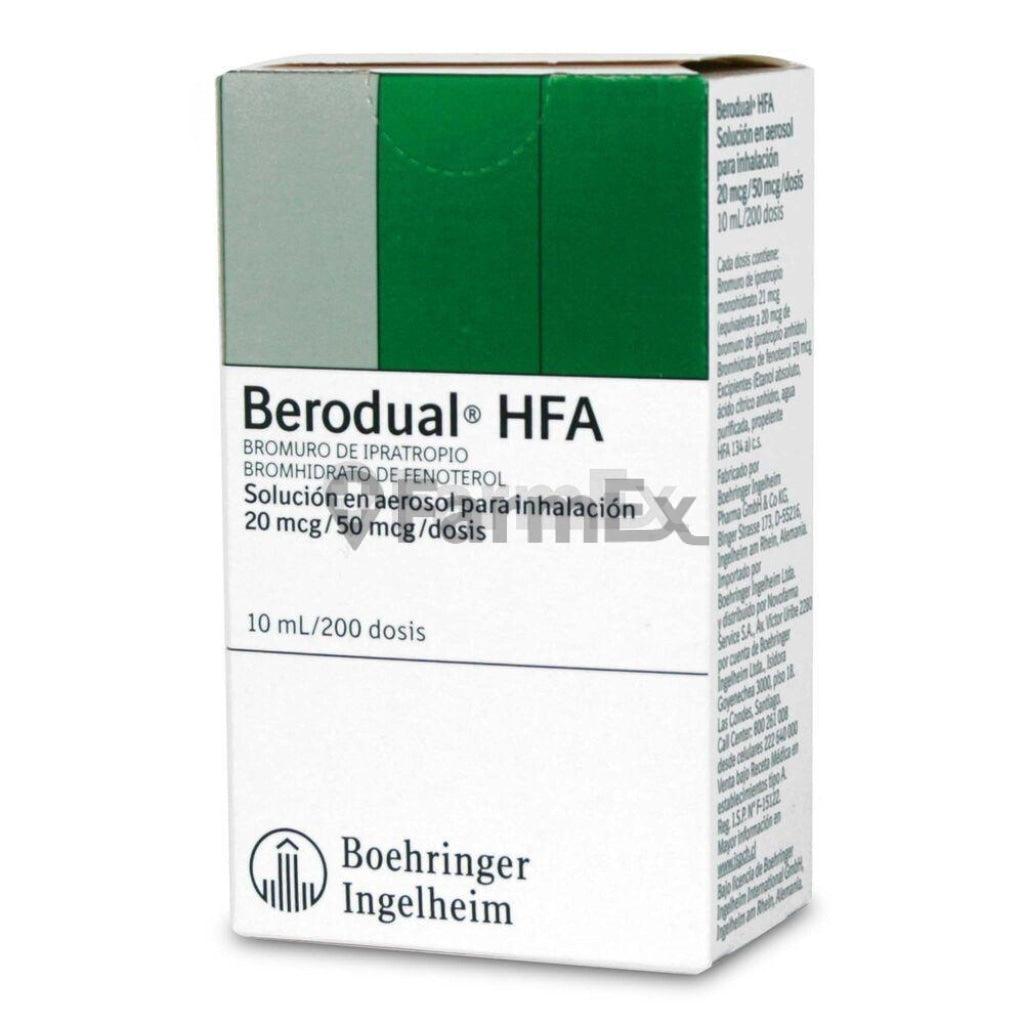 Berodual HFA Aerosol para Inhalación 20 mgc / 50 mcg x 10 mL x 200 dósis.