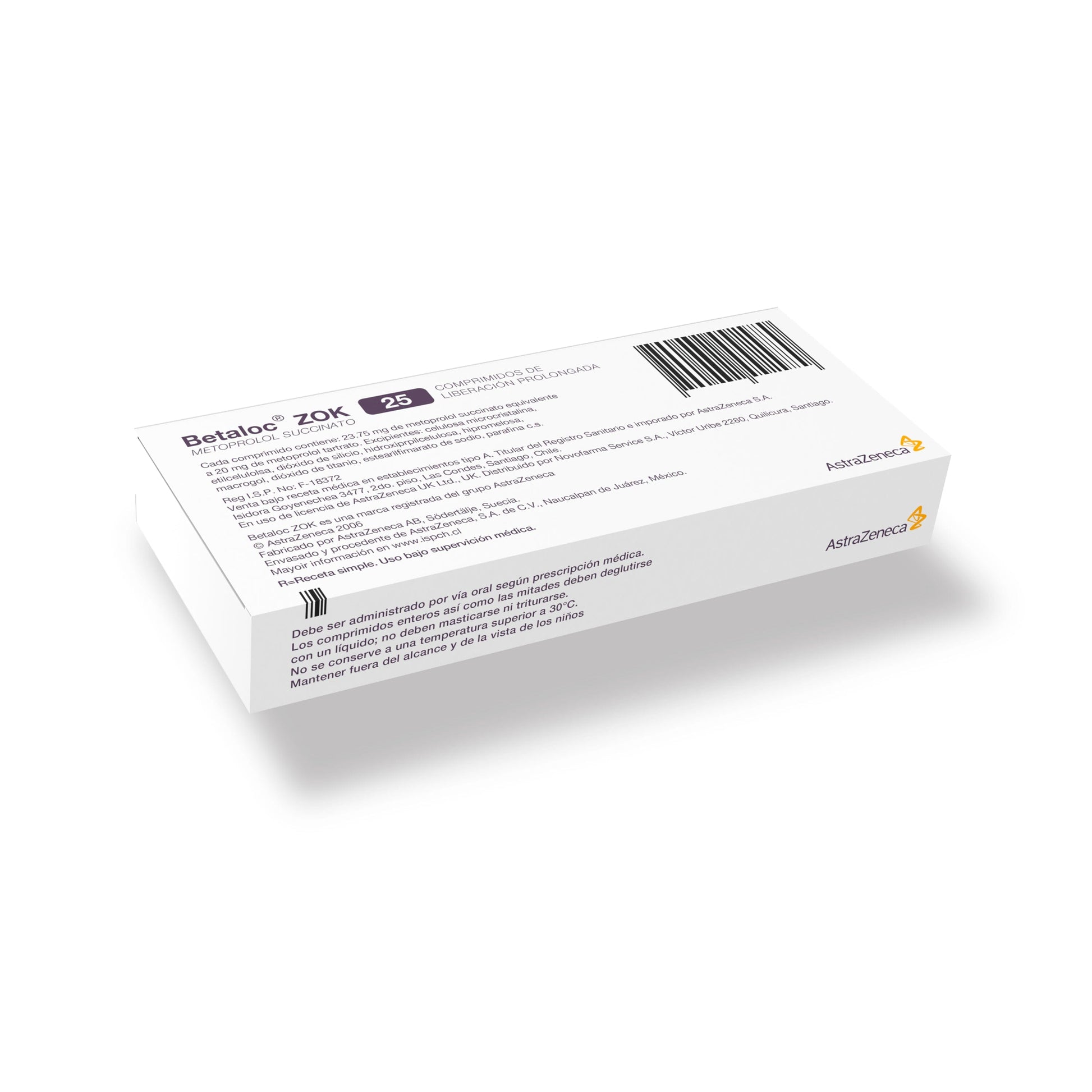 Betaloc Zok 25 mg x 30 comprimidos. Farmex-METLIFE 