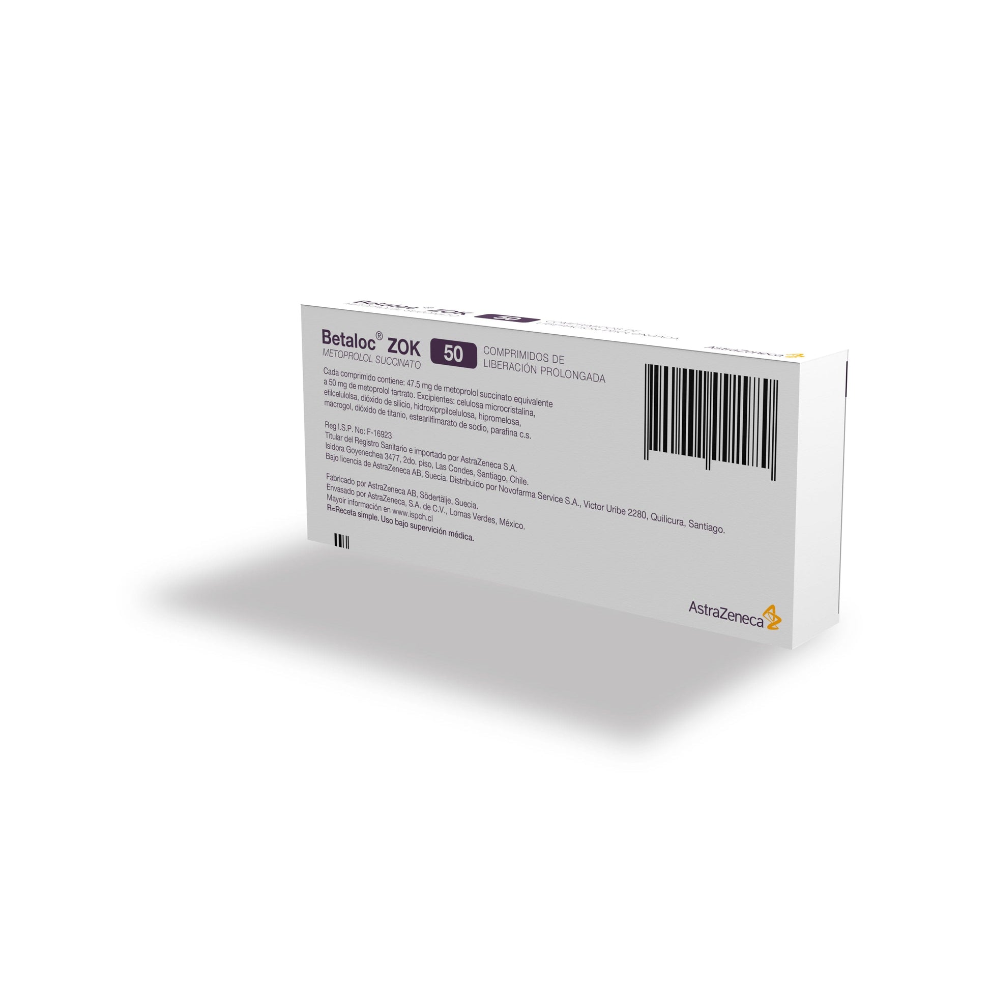 Betaloc Zok 50 mg x 30 comprimidos "Ley Cenabast" Farmex-VidaTres-Persistente 