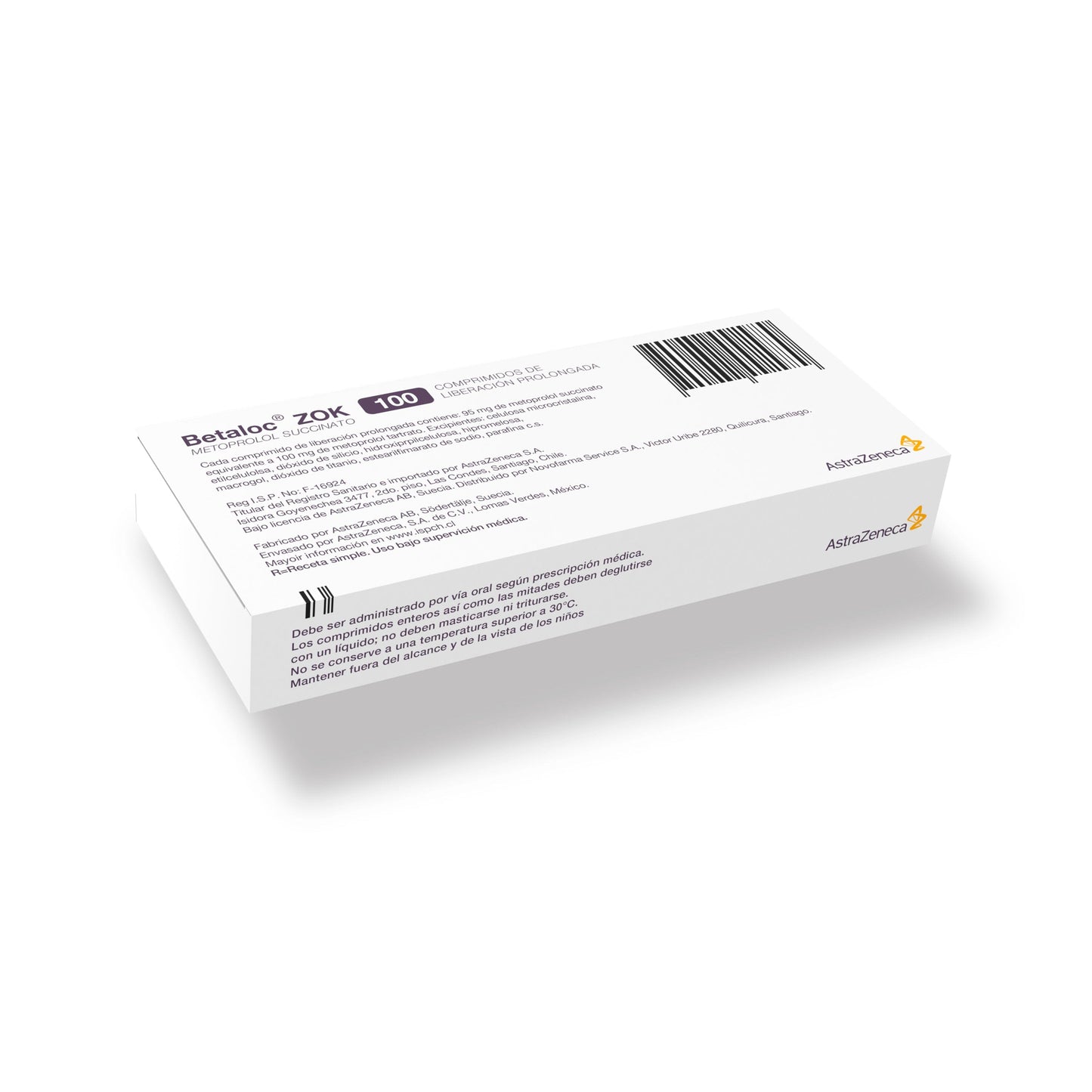Betaloc Zok Metoprolol 100 mg x 30 comprimidos Farmex-Fonasa-Persistente 