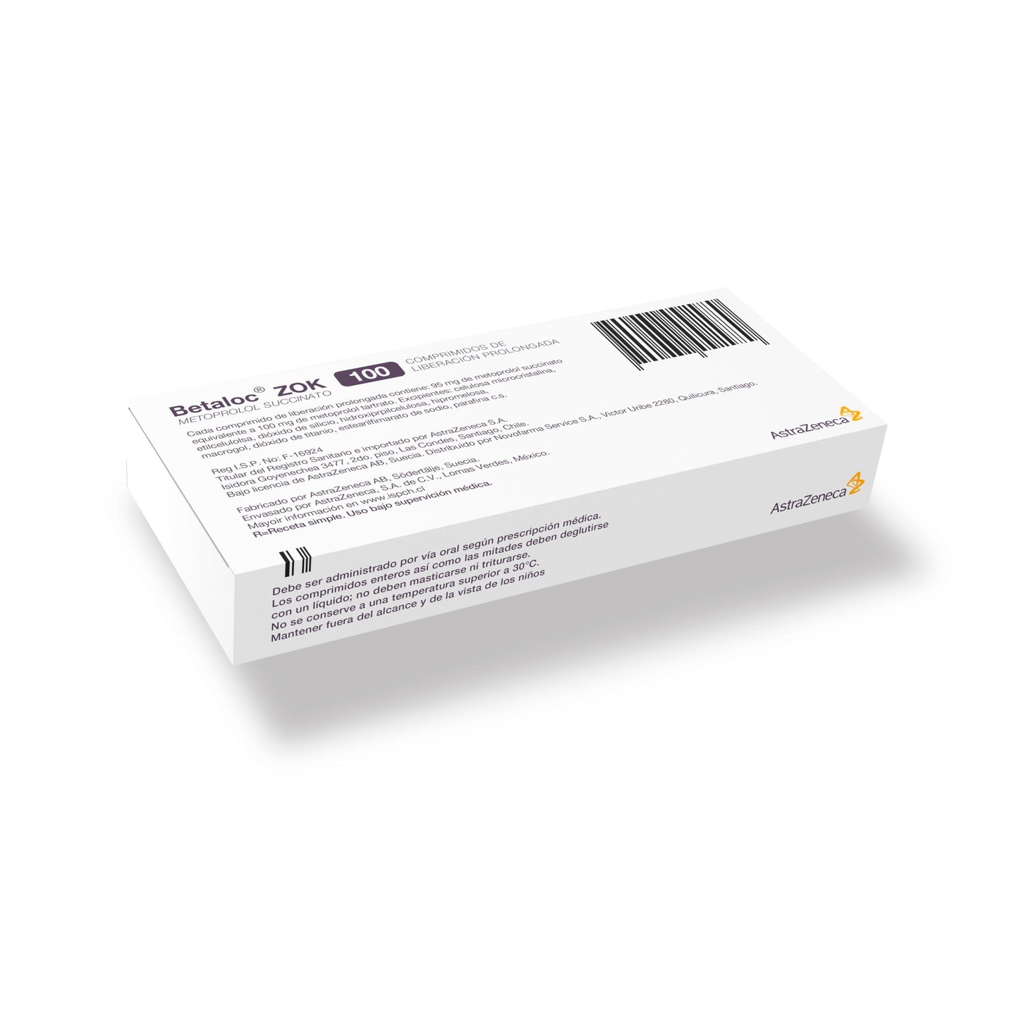 Betaloc Zok Metoprolol 100 mg x 30 comprimidos Farmex-Pluxee-Persistente 