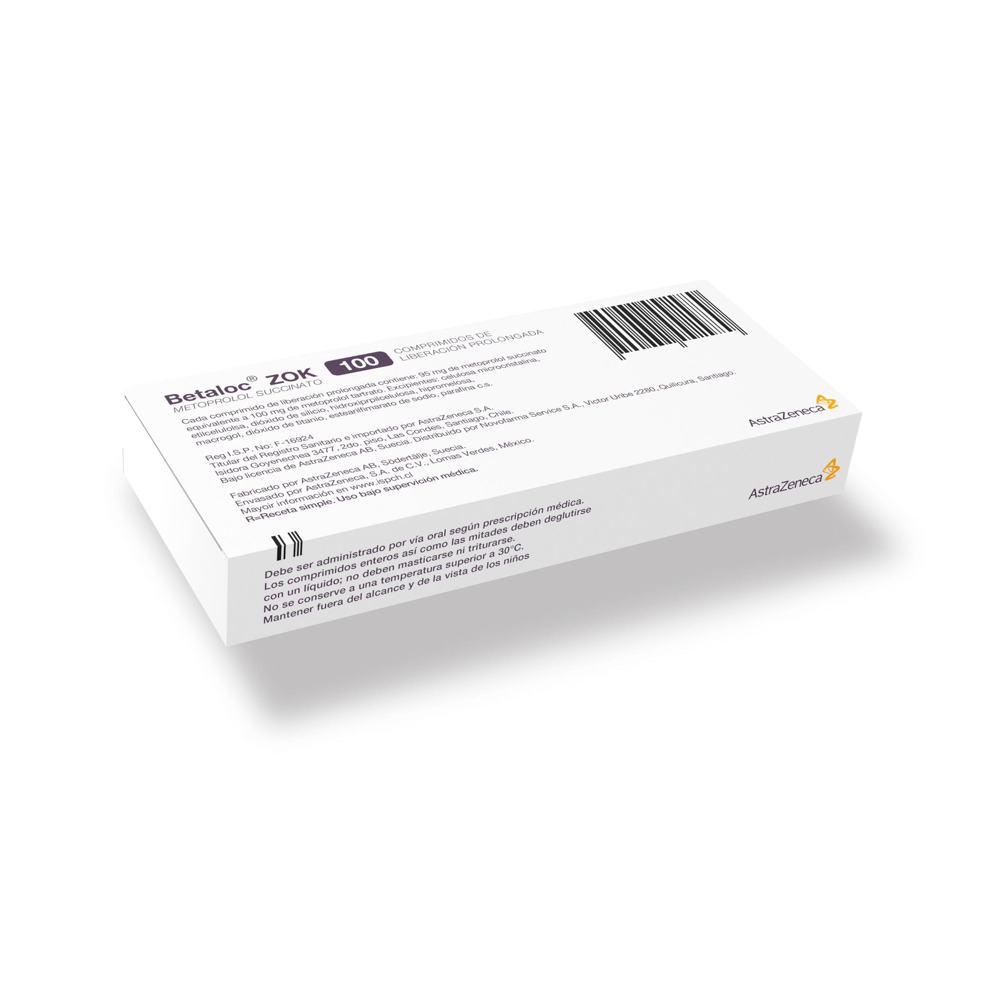 Betaloc Zok Metoprolol 100 mg x 30 comprimidos Farmex-Pluxee-Persistente 