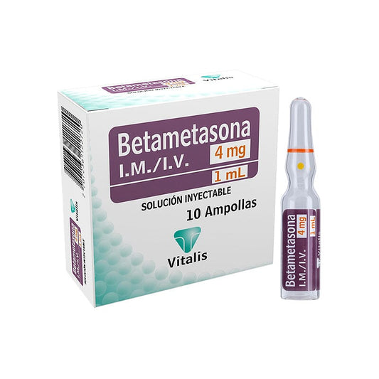 Betametasona Solución Inyectable 4 mg / 1 mL x 5 Ampollas Vitalis 