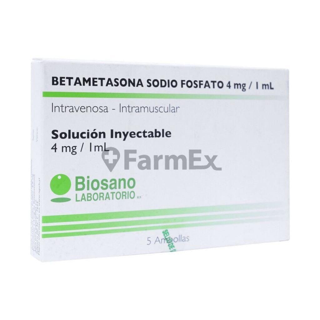Betametasona Solución Inyectable 4 mg / 5 mL x 5 Ampollas Farmex-Fonasa-Persistente 
