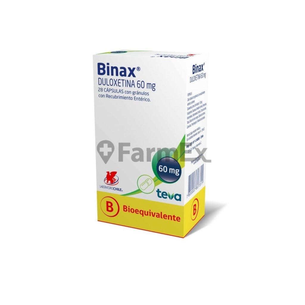Binax Duloxetina 60 mg x 28 cápsulas.